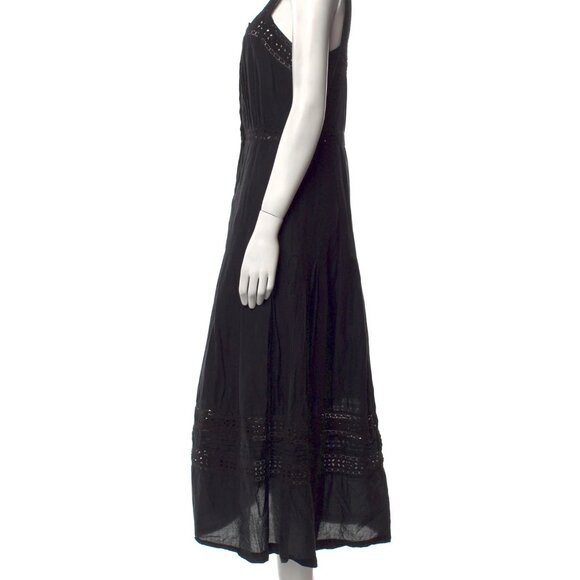 LSF LOVE SHACK FANCY Square Neckline Long Black Cotton Crochet Dress Size Small - Picture 8 of 13